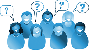 Image representing a group of people asking questions